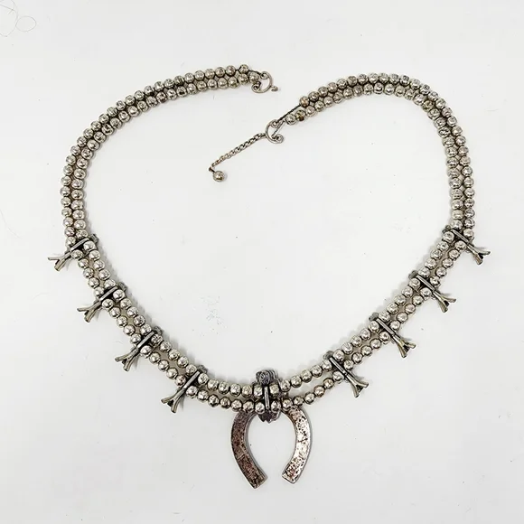 Vintage Sancrest Southwestern Squash Blossom Necklace – Turquoise & Silver Tone - Picture 12 of 16